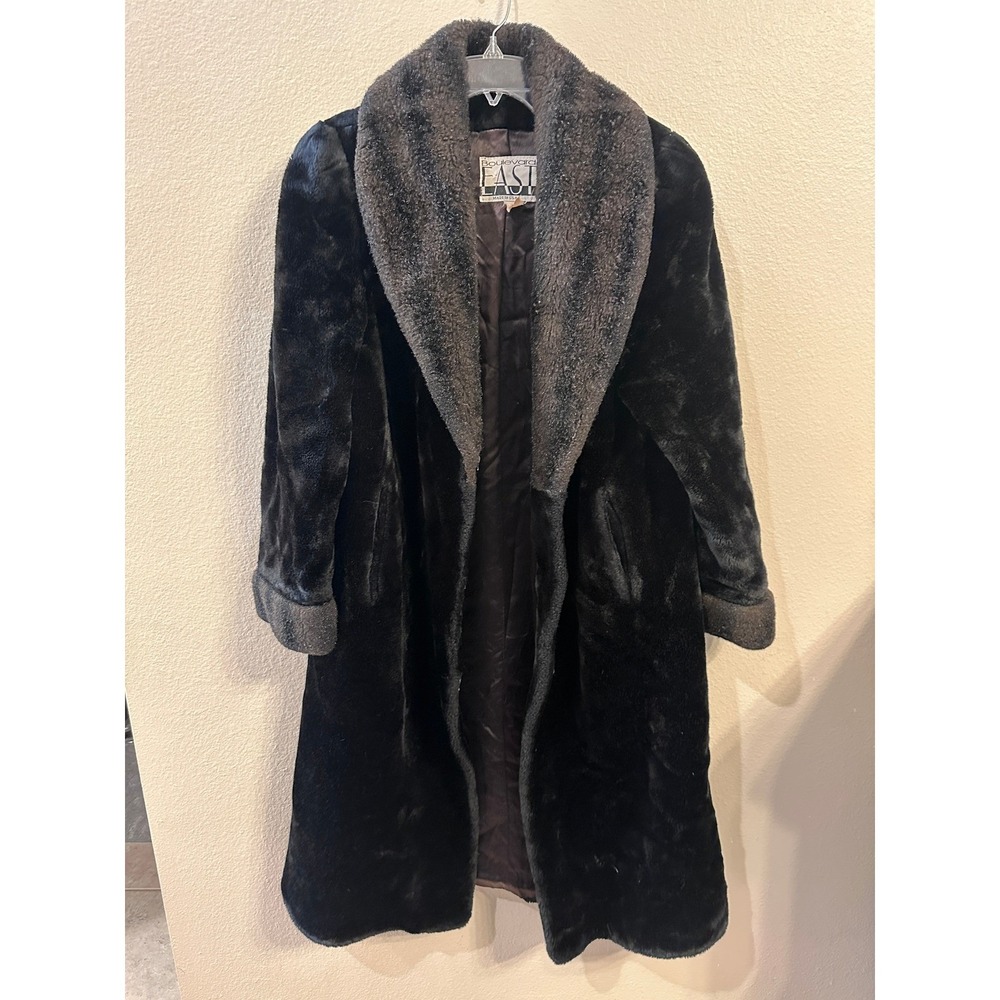 Boulevard East Black Faux‎ Fur Coat Glamorous Winter Outerwear Made in USA